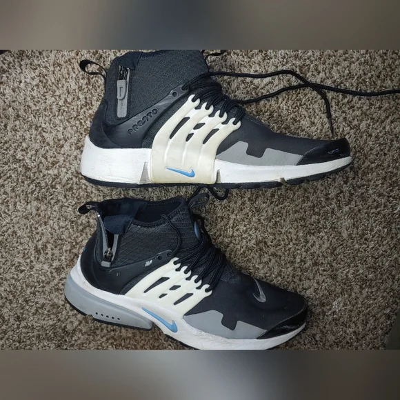 Nike Air Presto Mid Utility Black And White Hi-Top Sneaker Shoes Size 9 - Picture 3 of 8
